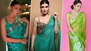 Green Saree Looks for Hariyali Teej 2022: From Alia Bhatt to Kiara Advani, 5 Actresses Give Major Festive Fashion Goals in Six Yards (View Pics)