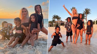 Kim Kardashian Shares Adorable Pictures With Her Kids on the Beach, Gets a Piggyback From North West (View Pics)