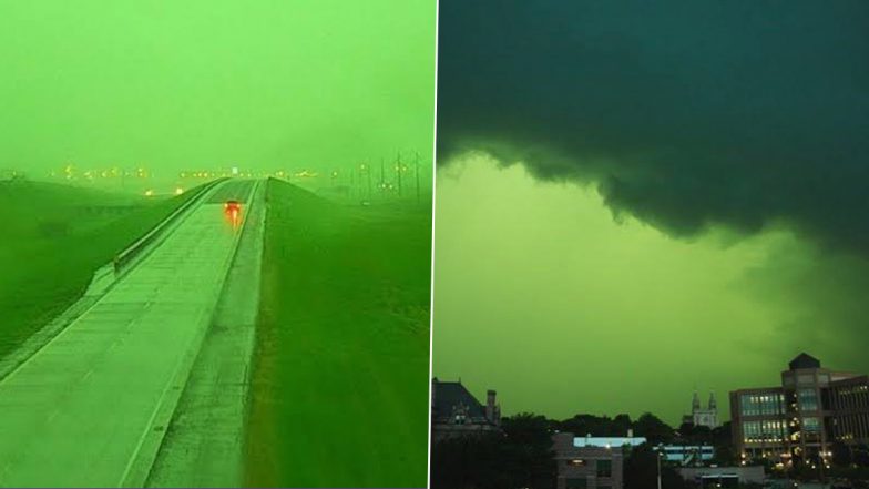 US Green Sky Photos and Videos Goes Viral! South Dakota Storm Causes Surreal Weather Phenomenon That Looks Like Stranger Things