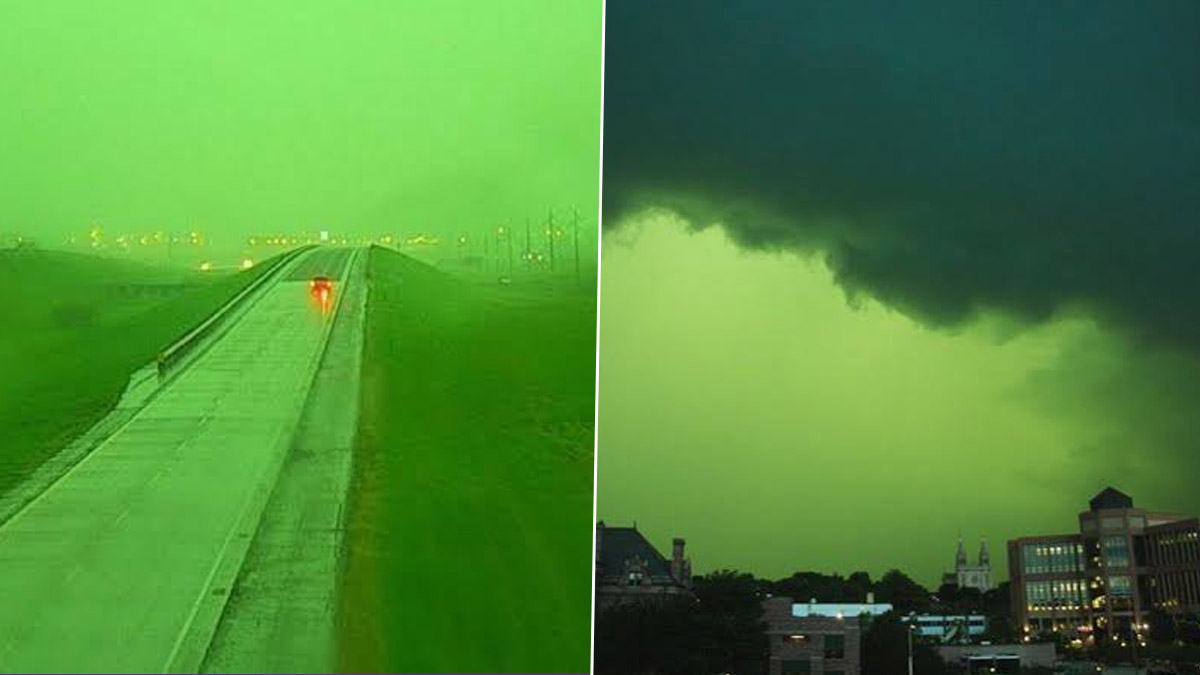 Skies turn green during South Dakota storm / X