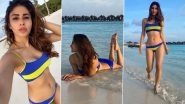 Mouni Roy Looks Radiant in a Blue and Yellow Bikini and Wavy Hair (View Pics)