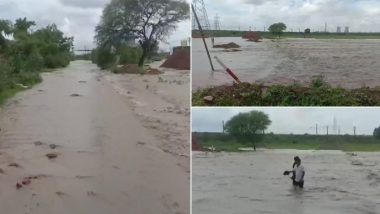 Maharashtra Rains: Part of Khasala Ash Bund of Koradi Thermal Power Plant in Nagpur Collapses Due to Heavy Rainfall (Watch Video)