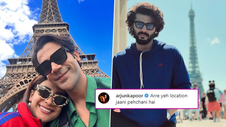 Rajkummar Rao And Patralekhaa Share A Mushy Pic Posing In Front Of Eiffel Tower; Arjun Kapoor Reacts