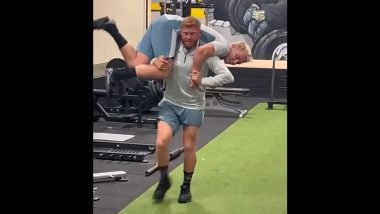 Jonny Bairstow Hilariously Lifts Up England Teammate Sam Curran on His Back at Gym (Watch Video)