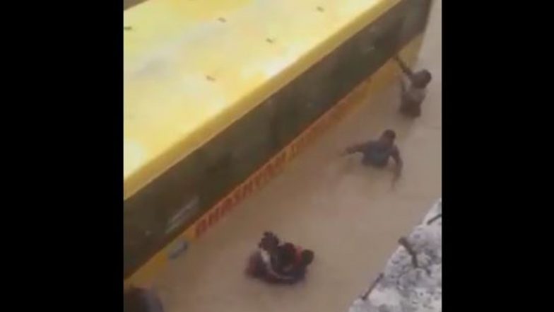 Telangana Rains: School Bus Struck in Flood Water in Mahabubnagar District (Watch Video)