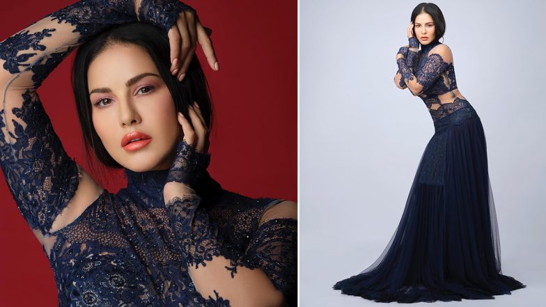 Sunny Leone Looks Like a Goddess in a Stunning Navy Blue Long Gown! (View Pics)