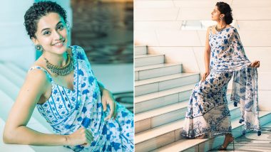 Taapsee Pannu Radiates Elegance in Beautiful Floral Georgette Saree, View Pics of Shabaash Mithu Actress