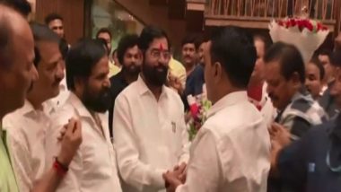India News | Pramod Sawant, Shinde-faction MLAs Give Warm Welcome as New Maha CM Arrives in Goa Hotel