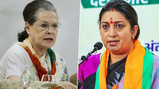 Sonia Gandhi-Smriti Irani Face-Off: Congress MPs Protest in Parliament Premises, Demand Govt Apology