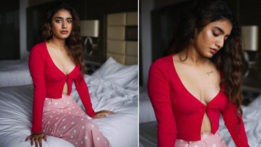 Priya Prakash Varrier’s Red Cardigan Top With Plunging Neckline Is Perfect for Sexy Romantic Date Night (View Pics)
