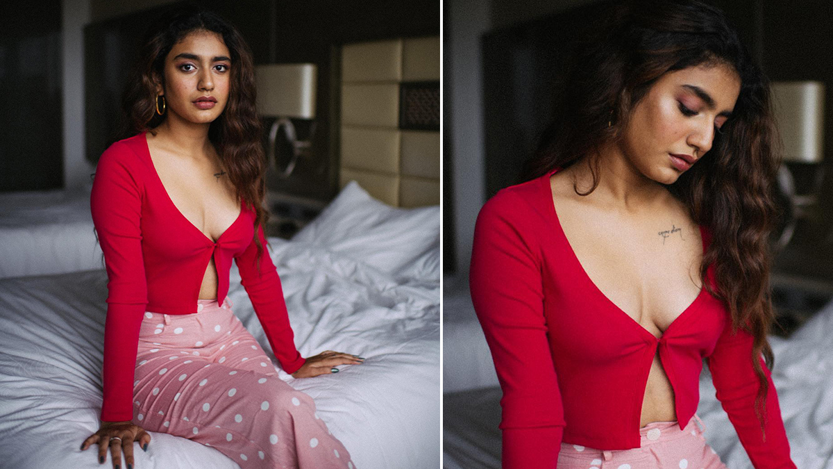 Praya Prakash Sex Hd - Priya Prakash Varrier's Red Cardigan Top With Plunging Neckline Is Perfect  for Sexy Romantic Date Night (View Pics) | ðŸ‘— LatestLY