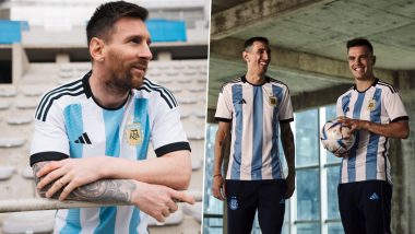 Lionel Messi Sports Argentina's New Home Jersey For 2022 FIFA World Cup in Qatar (See Pics)