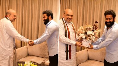 Amit Shah Meets Jr NTR in Hyderabad! RRR Actor Shares Pictures on Twitter and Says ‘It Was A Pleasure Meeting You’