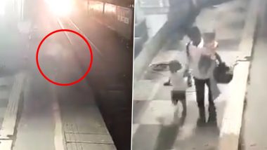 Maharashtra Shocker: Man Throws Wife in Front of Speeding Train at Vasai Railway Station, Flees With Two Children (Watch Video)