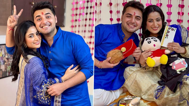 Aishwarya Sharma Celebrates Raksha Bandhan With Rakhi Brother Vihaan Verma on the Sets of Ghum Hai Kisikey Pyaar Meiin! (Watch Video)