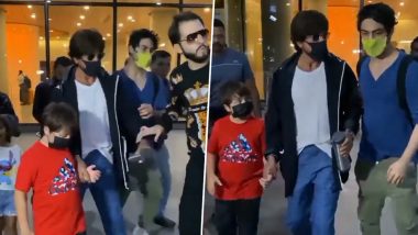Video of Aryan Khan Protecting and Calming Down Shah Rukh Khan After a Fan Grabs His Hand for a Selfie Goes Viral – WATCH