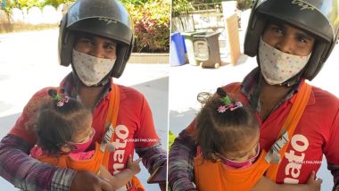 Zomato Delivery Executive Carries His Daughter and Toddler Son to Deliver Food Orders; Inspiring Video Draws Mixed Reactions