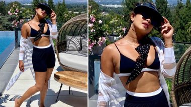 Priyanka Chopra Raises the Temperature in Black Swimsuit and Extended Shrug, Looks Like a Summer Beauty While Posing by the Pool! (View Pic)