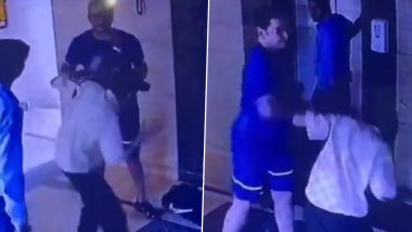 Gurugram Man Arrested for Slapping, Abusing Security Guard and Lift Operator After Getting Trapped Inside Elevator (Watch Video)