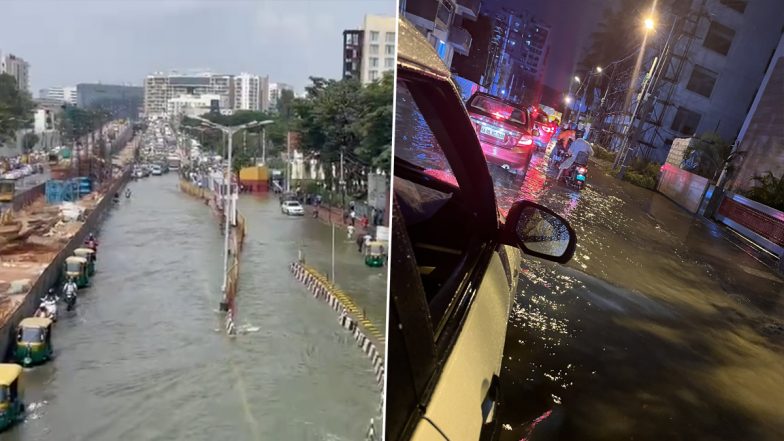 #BangaloreTraffic Trends on Twitter as Netizens Share Pictures and Videos of Traffic Jams, Waterlogged Roads Amid Heavy Rainfall in Bengaluru