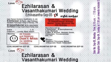 Pharmacist's Creative Wedding Invitation Card That Resembles Back of a Box of Tablets Grabs Netizens' Attention; See Viral Tweet