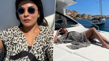 Sushmita Sen Looks Classy As She Poses in a Tiger Print Dress on a Yacht (View Pics)