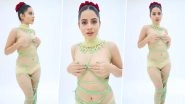 Urfi Javed Flaunts Her Sexy Figure As She Styles Herself With Green Wire and Covers Her Assets With Hands! (Watch Video)