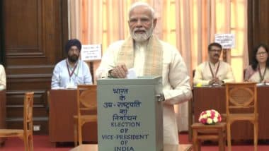 Vice-Presidential Elections 2022: PM Narendra Modi Casts His Vote at Parliament House