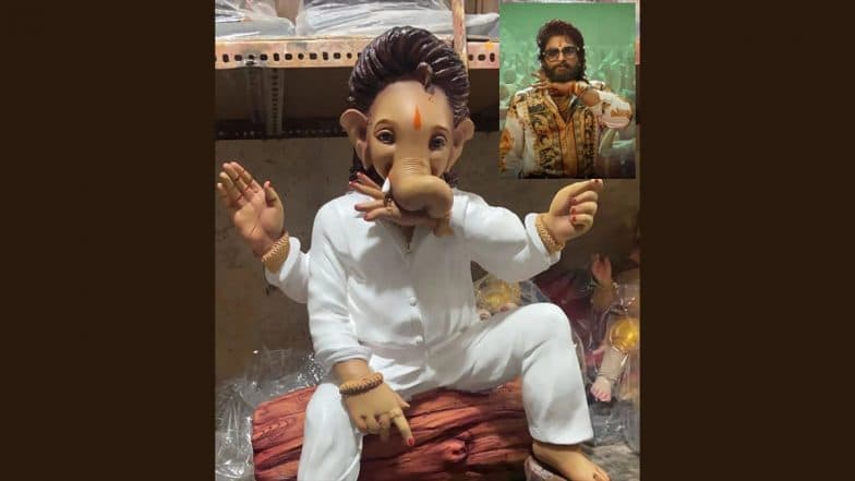 Ganesh Chaturthi 2022: Ganpati Bappa Gets a Pushpa Makeover! Pic of Lord Ganesha Statue Mimicking Allu Arjun's Famous Pose Goes Viral