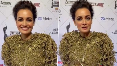 Filmfare Awards 2022: Dia Mirza Graces the Red Carpet in a Stunning ‘Tree of Life’ Outfit Designed by Rahul Mishra (Watch Video)
