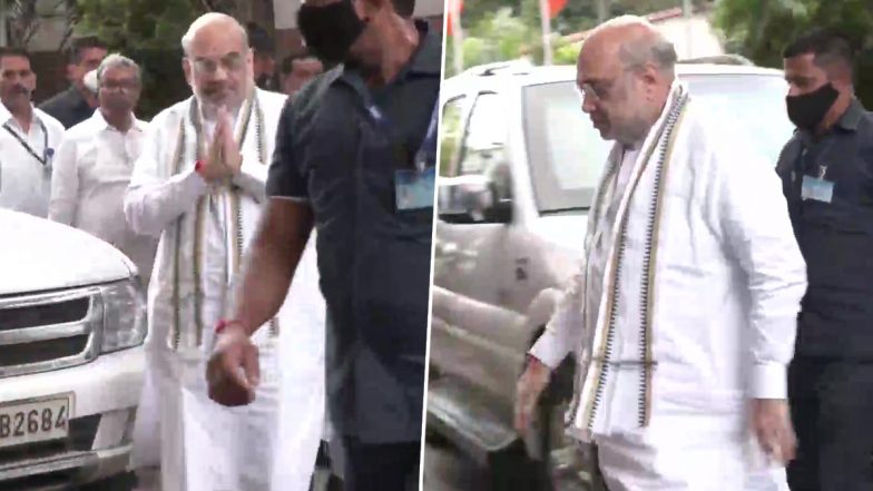 Amit Shah Reaches BJP Headquarters in Delhi To Attend Bihar BJP Core Committee Meeting