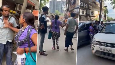 Noida Shocker: Woman Slaps E-Rickshaw Driver 17 Times After He Hits The Side of Her Car (Watch Video)