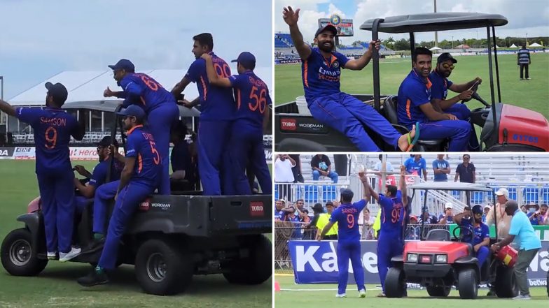 Rohit Sharma and Team India Drive Around Central Broward Park in Florida After Series Win Against West Indies (Watch Video)