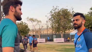 Virat Kohli, Shaheen Afridi Engage in Candid Chat About Latter’s Injury Ahead of IND vs PAK Asia Cup 2022 Encounter (Watch Video)