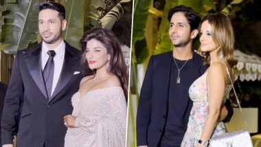 Sussanne Khan and Beau Arslan Goni Make Stylish Entry at Arjun Kanungo-Carla Dennis’ Wedding Reception (Watch Video)