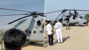 IAF Mi-35 Attack Helicopter Makes Precautionary Landing in Rajasthan (Watch Video)