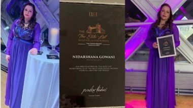 Business News | Social Activist and Philanthropist Nidarshana Gowani Honoured as Top 50 Influential Indians Across the World at Iconic London Bridge