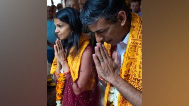 UK PM Contender Rishi Sunak Visits Temple With Wife Akshata to Celebrate Janmashtami