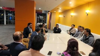 World News | Dharmendra Pradhan Receives Warm Welcome from Indian Diaspora in Australia