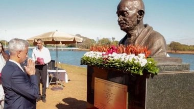 World News | EAM Jaishankar Pays Homage to Mahatma Gandhi at City Park in Brasilia