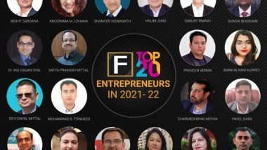 Business News | The Top 20 Successful Entrepreneurs of the Year 2021-22 Revealed by Fame Finders