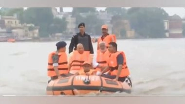 India News | UP CM Yogi Inspects Flood-affected Areas in Varanasi