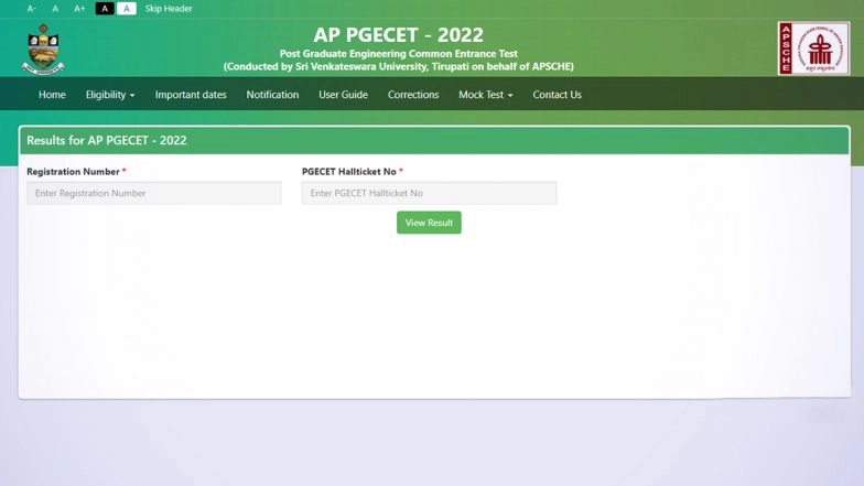 AP PGECET Result 2022 Declared at cets.apsche.ap.gov.in