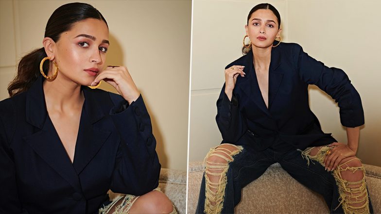 Preggers Alia Bhatt Is Bold and Edgy in an Oversized Coat Paired With Ripped Denim for Darlings Promotions (View Pics)