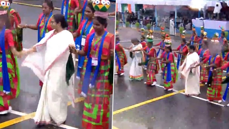 Independence Day 2022: West Bengal CM Mamata Banerjee Joins Folk Artists As They Perform During 76 I-Day Celebrations in Kolkata (Watch Video)