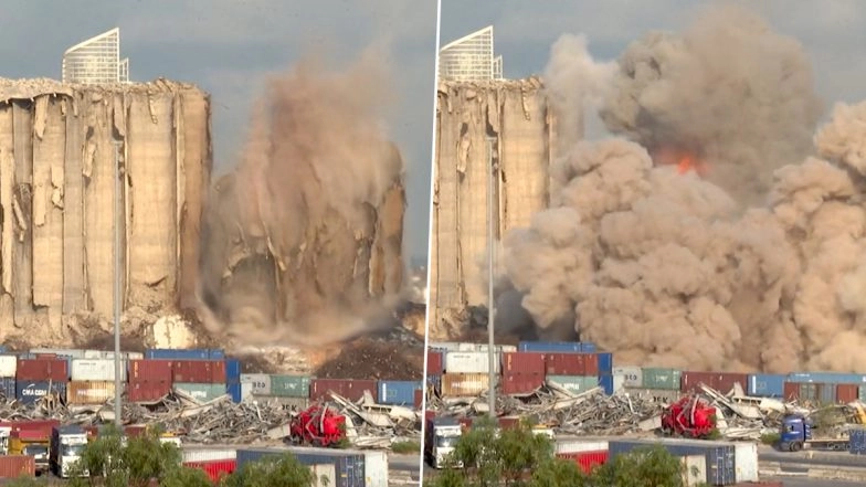 Northern Part of Beirut’s Iconic Grain Silos Fully Collapses; Check Video