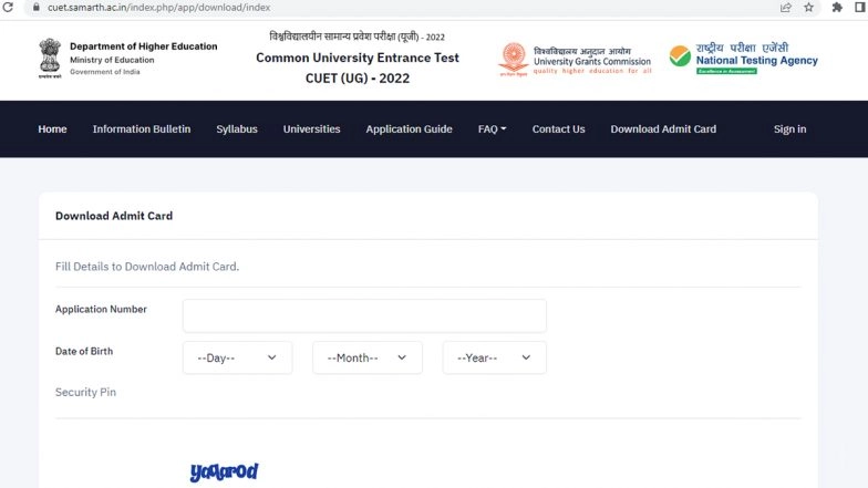 CUET UG 2022 Admit Card for Phase 5 Exam Released