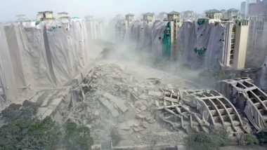 Noida Twin Towers Demolished: Ground Zero Looks Like War-Ravaged Site With Heaps of Debris (Watch Video)