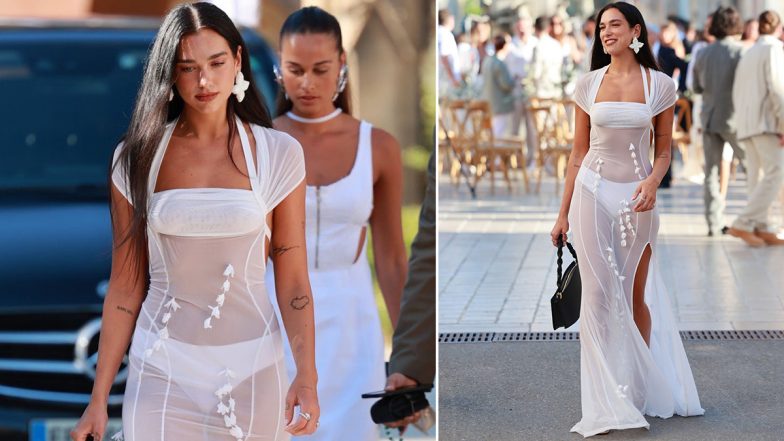 Dua Lipa Is an Enchantress in Sheer White Dress for Friend's Wedding in France (View Viral Pics)