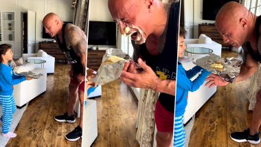 Dwayne Johnson Gets a ‘Peanut Butter Slam’ From His Daughter (Watch Video)